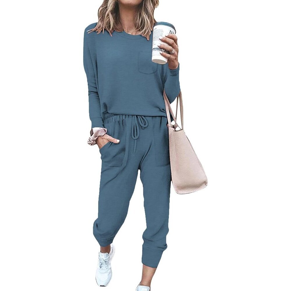 Women'S Lounge Set Two Piece Sweatshirt & Joggers Casual Travel Outfit